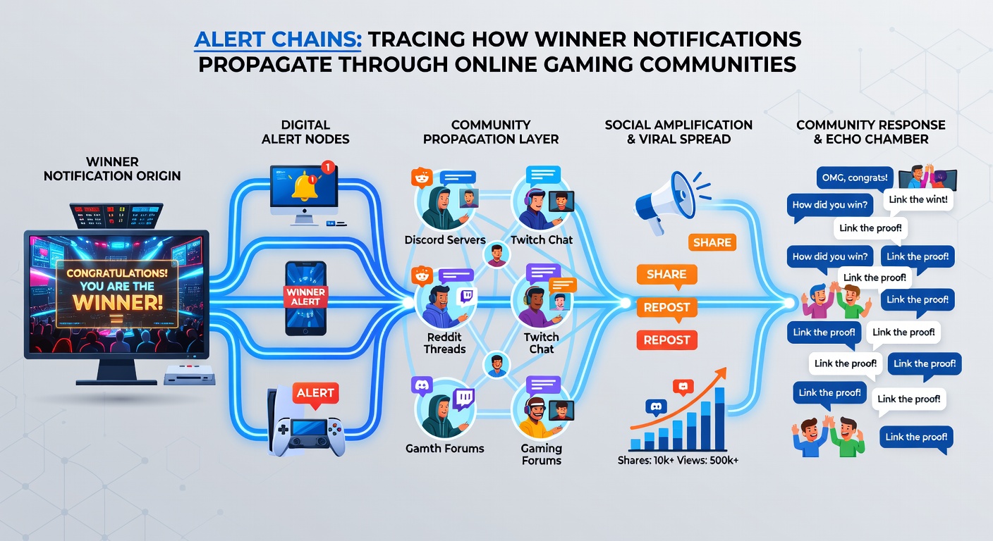Illustration of social media shares connecting gaming forums and notification timelines