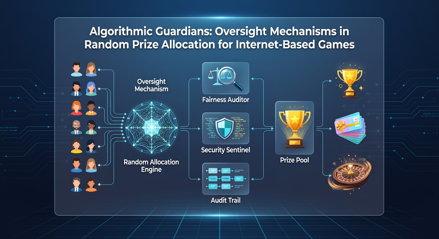 Technical diagram showing oversight workflow and verification checkpoints in random prize allocation algorithms