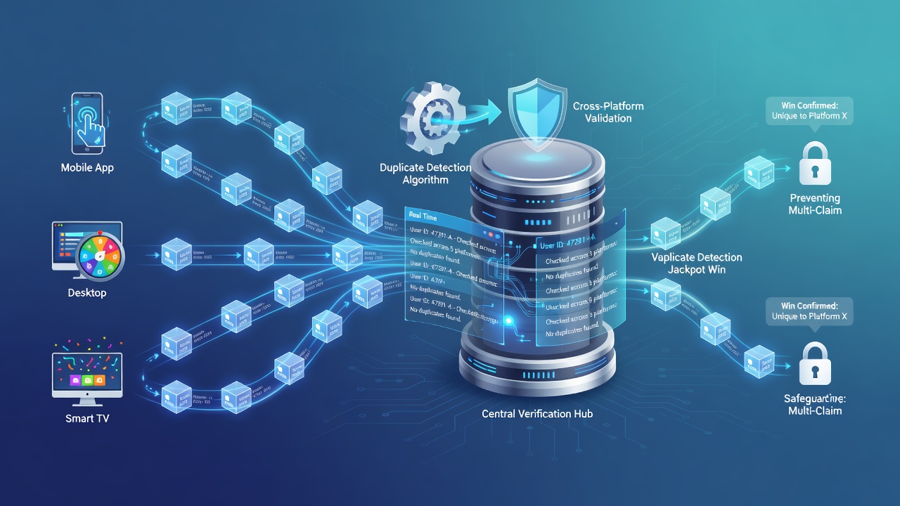 Flowchart of real-time synchronization and cryptographic token validation in jackpot systems