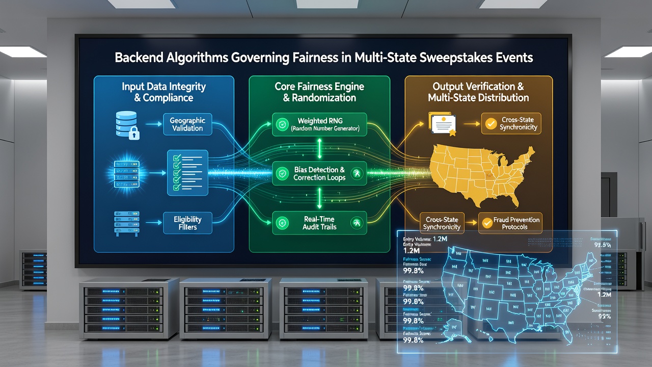 Diagram showing audit trails and cryptographic verification processes in sweepstakes backend systems