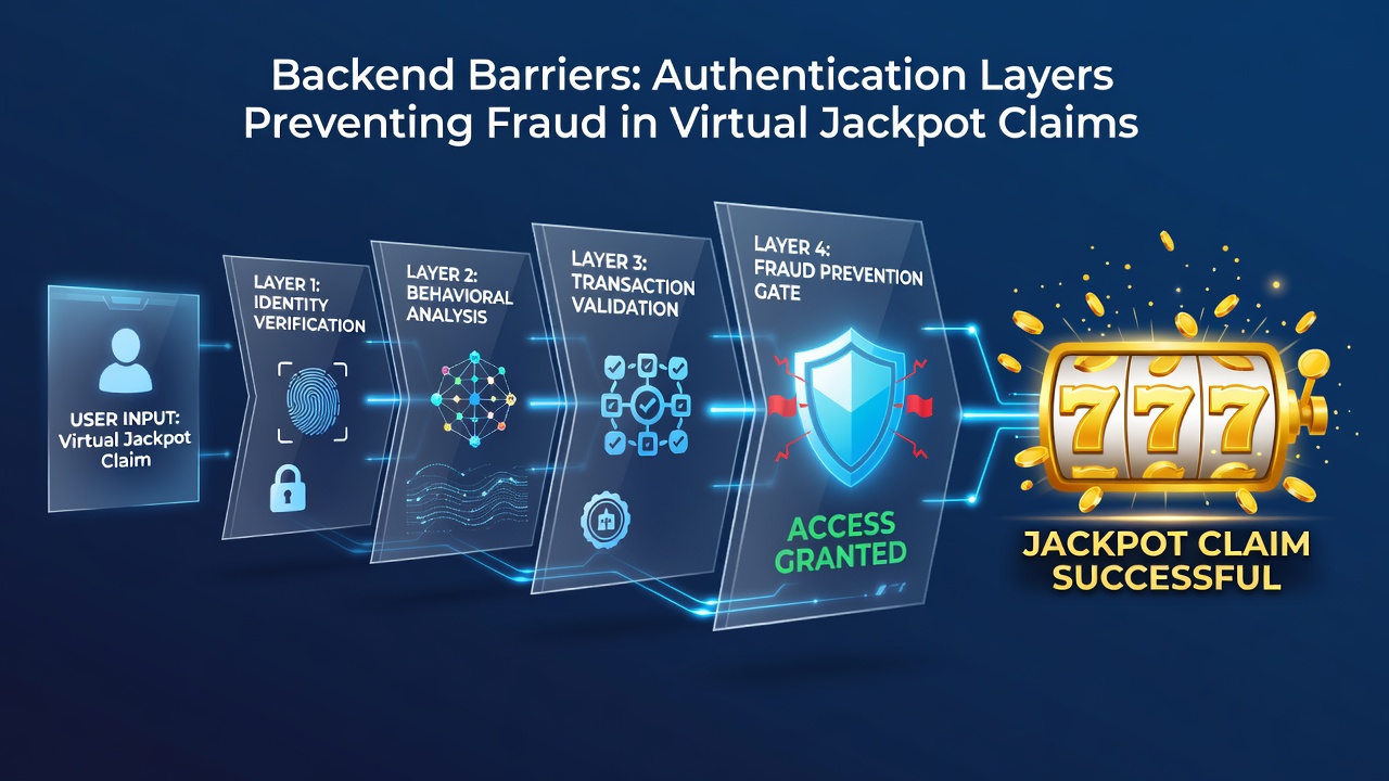 Flowchart depicting real-time fraud detection layers during jackpot claim verification