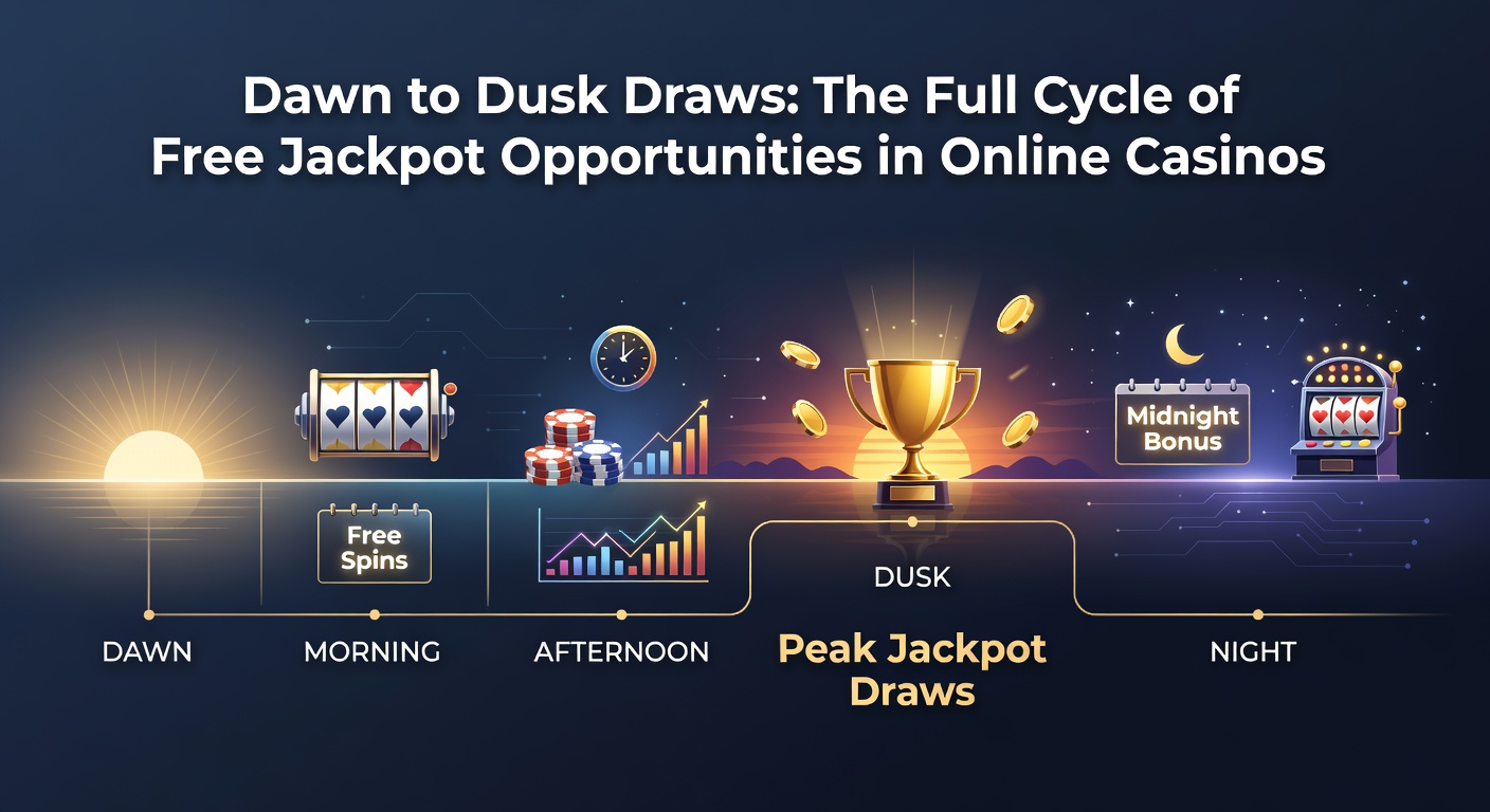 Vibrant casino dashboard displaying real-time jackpot counters ticking from morning lows to evening highs, with entry timers and winner notifications flashing across the screen