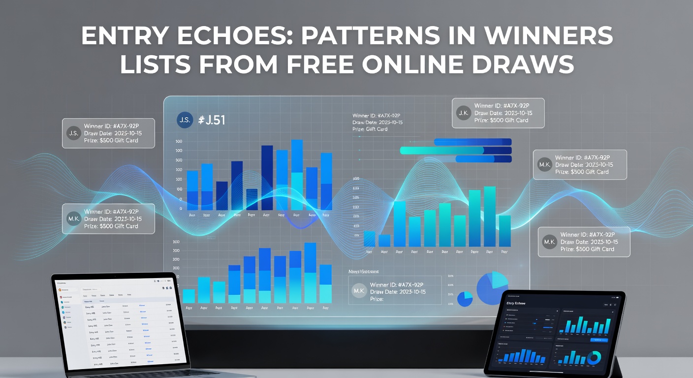 Chart illustrating repeat winner frequencies and geographic distributions across multiple free online draw platforms