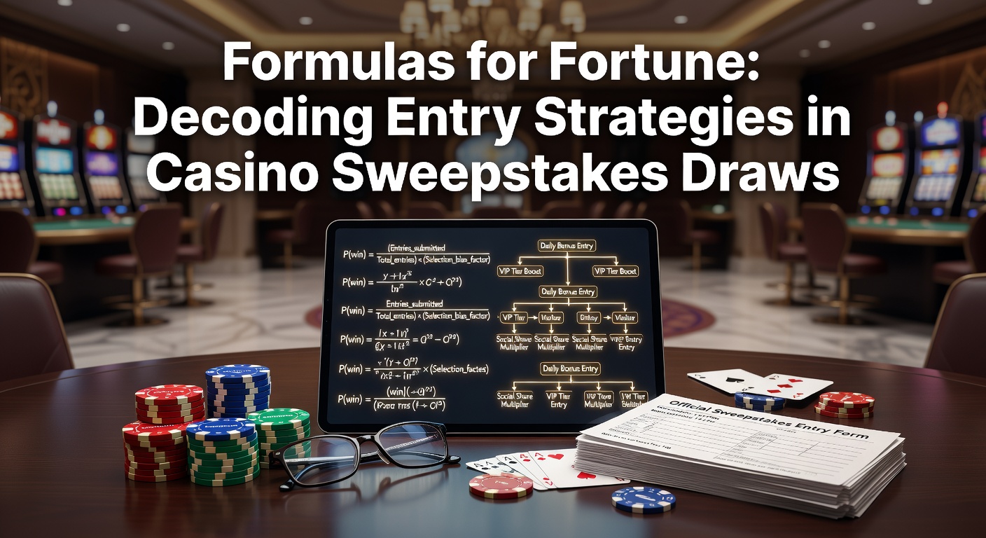 Digital screen showing casino sweepstakes entry form with spinning slots and entry counters