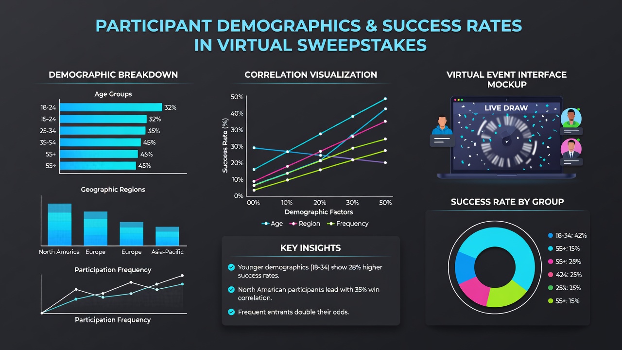 Chart displaying income brackets and geographic regions with corresponding success percentages in online sweepstakes