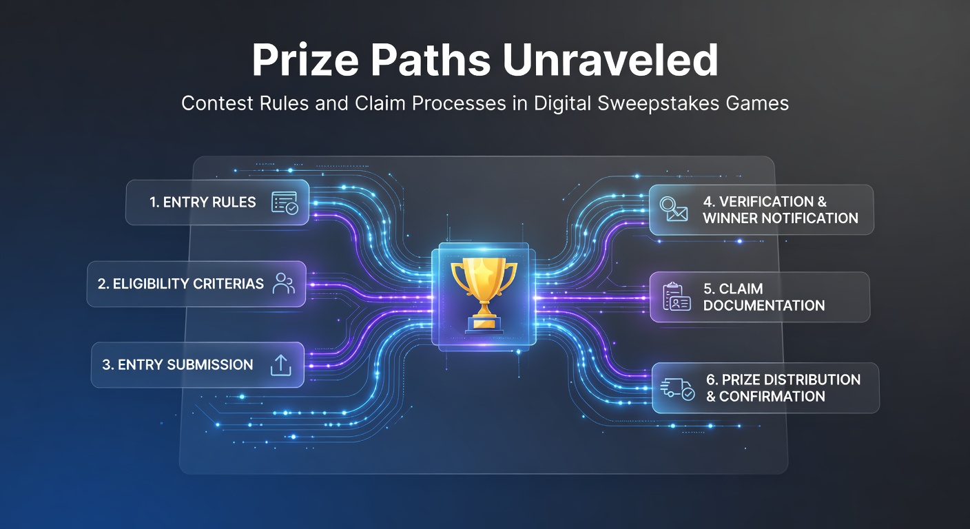 Digital sweepstakes platform displaying detailed contest rules and entry form on a mobile screen