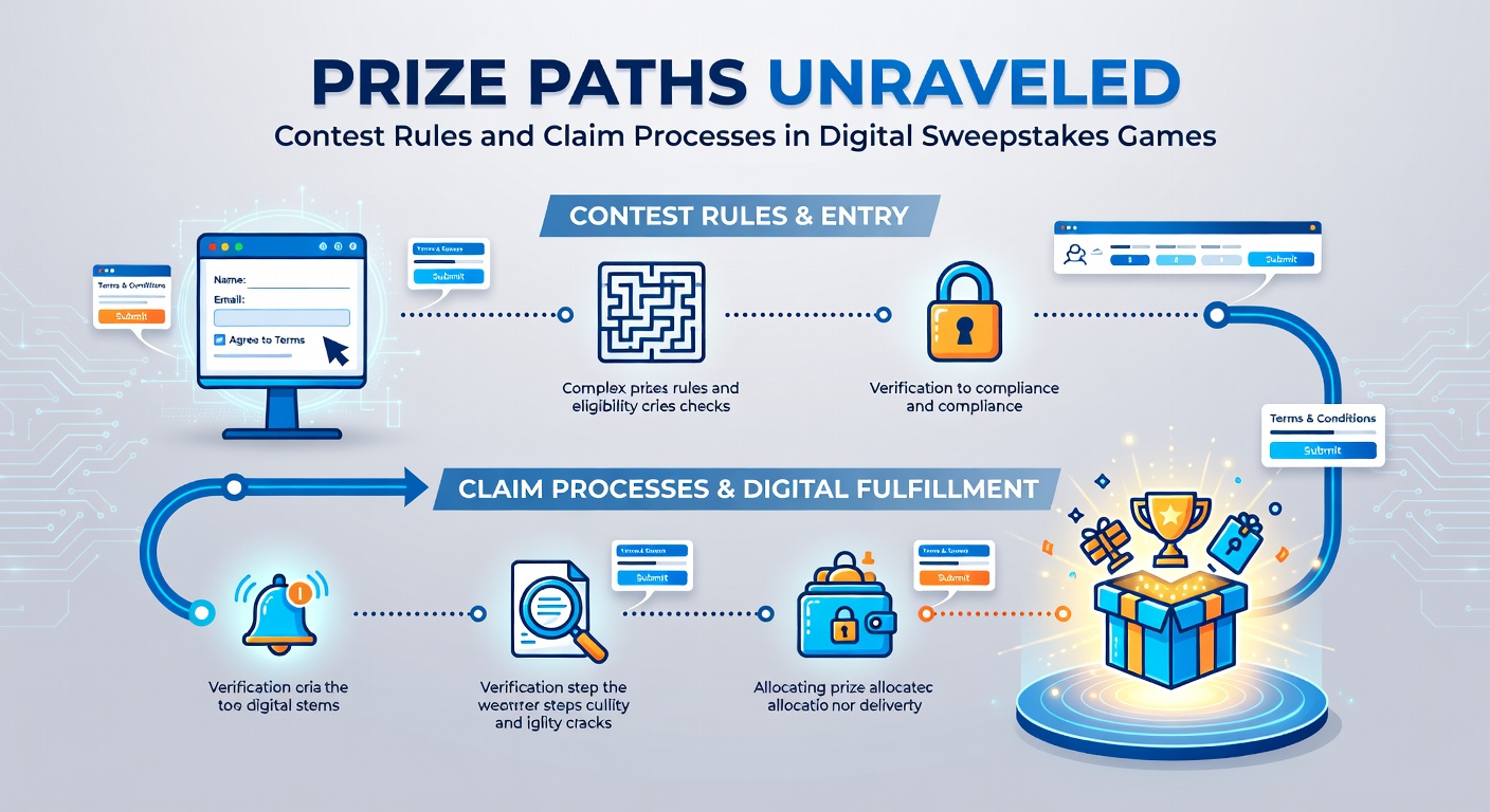 Flowchart illustrating the step-by-step prize claim process from notification to payout in a sweepstakes game