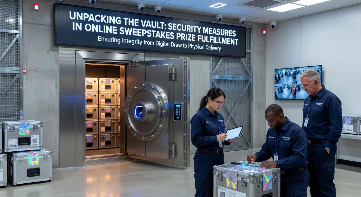 Secure digital vault interface displaying encrypted prize fulfillment protocols for online sweepstakes
