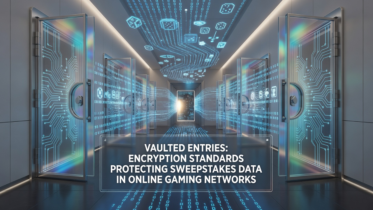 Diagram of encryption layers applied to sweepstakes data flows in gaming systems
